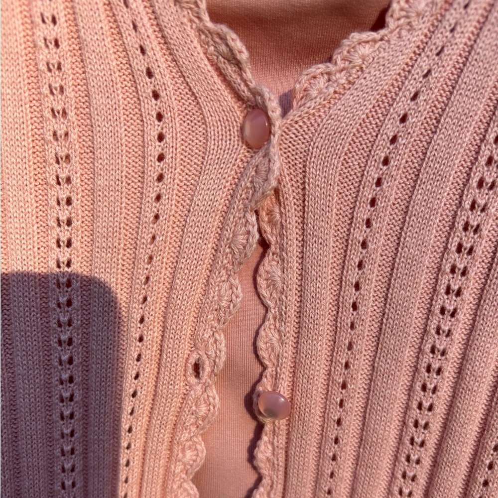 Women’s skirt/cardigan/cami set. Floral detail with beading. Color rose pink. - Picture 2 of 8